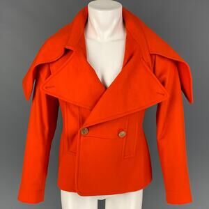WALTER VAN BEIRENDONCK FW 19 Size 36 Orange Wool Double Breasted Jacket